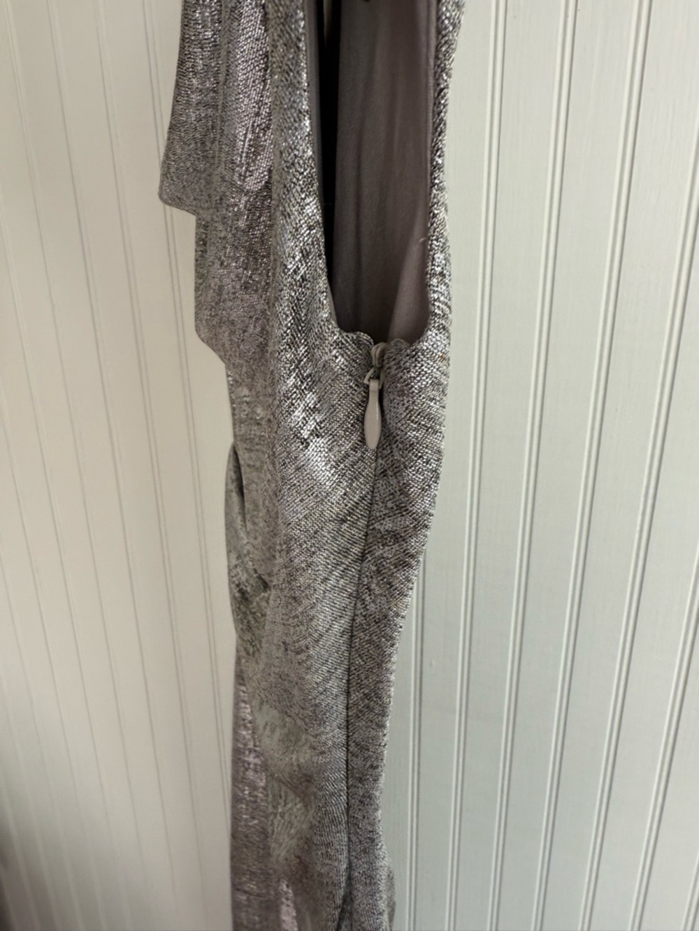 Vince Camuto Silver Metallic Midi Dress Size 6 - Picture 4 of 5